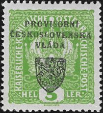 Austria Stamps Overprinted "PROVISORNÍ ČESKOSLOVENSKÁ VLÁDA"