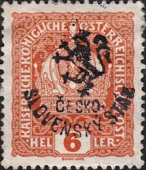 Austria Stamps Overprinted "ČESKO-SLOVENSKÝ STÁT" and Lion