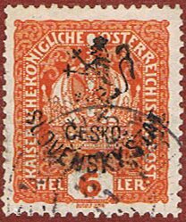 Austria Stamps Overprinted "ČESKO-SLOVENSKÝ STÁT" and Lion