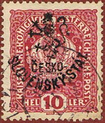 Austria Stamps Overprinted "ČESKO-SLOVENSKÝ STÁT" and Lion