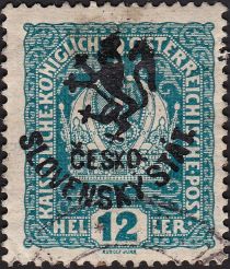 Austria Stamps Overprinted "ČESKO-SLOVENSKÝ STÁT" and Lion