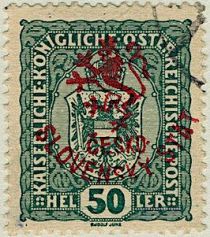 Austria Stamps Overprinted "ČESKO-SLOVENSKÝ STÁT" and Lion