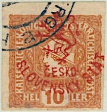 Austria Stamps Overprinted "ČESKO-SLOVENSKÝ STÁT" and Lion