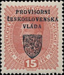 Austria Stamps Overprinted "PROVISORNÍ ČESKOSLOVENSKÁ VLÁDA"