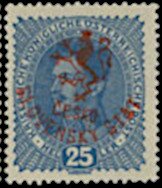 Austria Stamps Overprinted "ČESKO-SLOVENSKÝ STÁT" and Lion