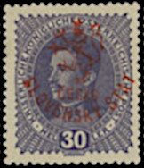 Austria Stamps Overprinted "ČESKO-SLOVENSKÝ STÁT" and Lion