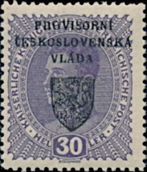 Austria Stamps Overprinted "PROVISORNÍ ČESKOSLOVENSKÁ VLÁDA"