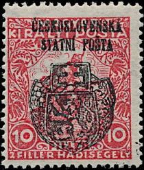 Hungarian War Aid Stamp ovpr. ČESKOSLOVENSKÁ STÁTNÍ POŠTA