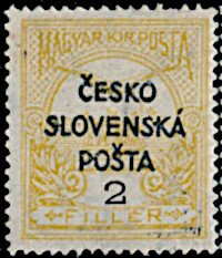 Hungarian Turul Stamp overprinted ČESKO SLOVENSKÁ POŠTA