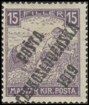 Hungarian Stamps from 1916 overprinted