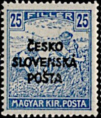 Hungarian Reaper Stamp overprinted ČESKO SLOVENSKÁ POŠTA