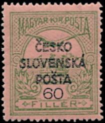 Hungarian Turul Stamp overprinted ČESKO SLOVENSKÁ POŠTA