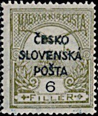 Hungarian Turul Stamp overprinted ČESKO SLOVENSKÁ POŠTA