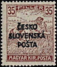 Hungarian Reaper Stamp overprinted ČESKO SLOVENSKÁ POŠTA