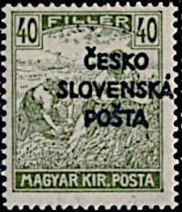 Hungarian Reaper Stamp overprinted ČESKO SLOVENSKÁ POŠTA