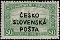 Hungarian Parliament Stamp overprinted ČESKO SLOVENSKÁ POŠTA