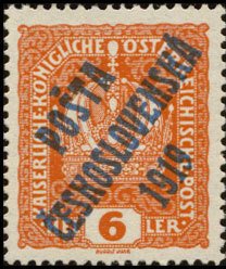 Austrian Stamps of 1916-18 overprinted in blue