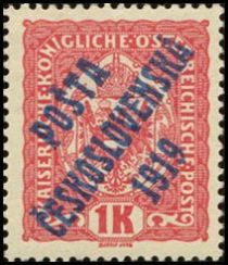 Austrian Stamps of 1916-18 overprinted in blue