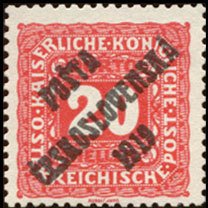 Austrian Postage Due Stamps from 1916 overprinted