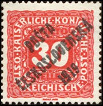 Austrian Postage Due Stamps from 1916 overprinted