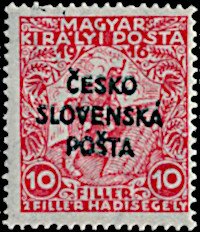 Hungarian War Aid Stamp overprinted ČESKO SLOVENSKÁ POŠTA