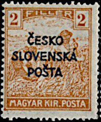 Hungarian Reaper Stamp overprinted ČESKO SLOVENSKÁ POŠTA