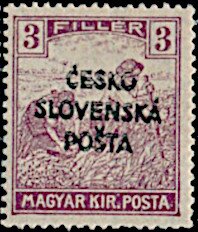 Hungarian Reaper Stamp overprinted ČESKO SLOVENSKÁ POŠTA