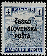 Hungarian Reaper Stamp overprinted ČESKO SLOVENSKÁ POŠTA