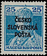 Hungarian King Charles IV Stamp ovpr. ČESKO SLOVENSKÁ POŠTA