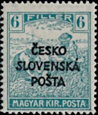 Hungarian Reaper Stamp overprinted ČESKO SLOVENSKÁ POŠTA