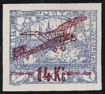 Hradcany at Prague - Overprint Airplane and new value