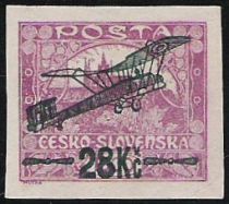 Hradcany at Prague - Overprint Airplane and new value