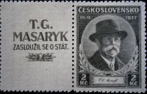 Tomáš Garrigue Masaryk (1850-1937), president - label left