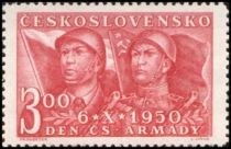 Czech and Soviet soldiers, flags