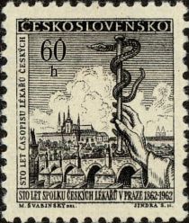 Rod of Aesculapius and Prague Castle