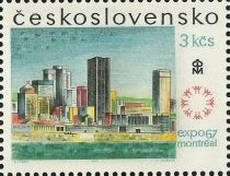 Montreal skyline and EXPO ’67 emblem