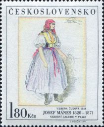 Veruna Cudova in folk costume, by Josef Manes (1854)