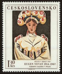 Woman in national costume, by Eugen Nevan (1947)