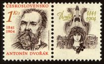 150th Birth Anniv. of Dvořák (1841-1904) + Label