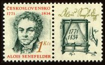 220th Birth Anniv. of A. Senefelder (1771-1834) + Label