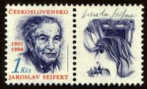 90th Birth Anniv. of J. Seifert (1901-1986) + Label