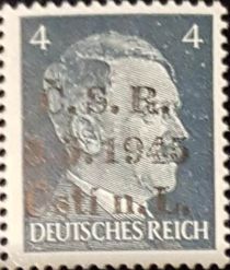 Adolf Hitler overprinted "Č.S.R. 9.5.1945 Ústí n.L."