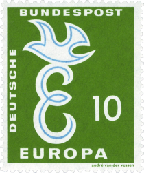 Europa - Dove over Letter 'E'